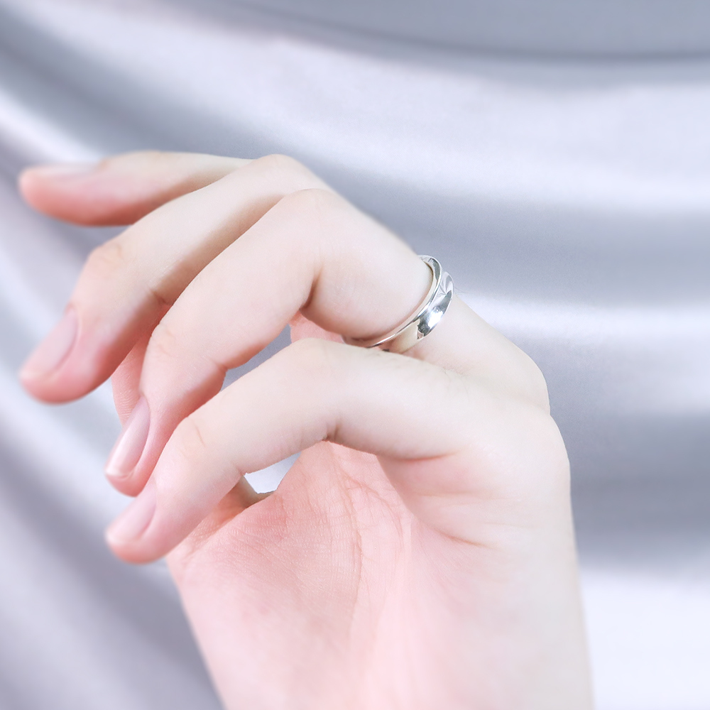純銀刻字 極簡內弧 鑲鑽版 女戒 925純銀戒指 女生戒指 客製化訂製