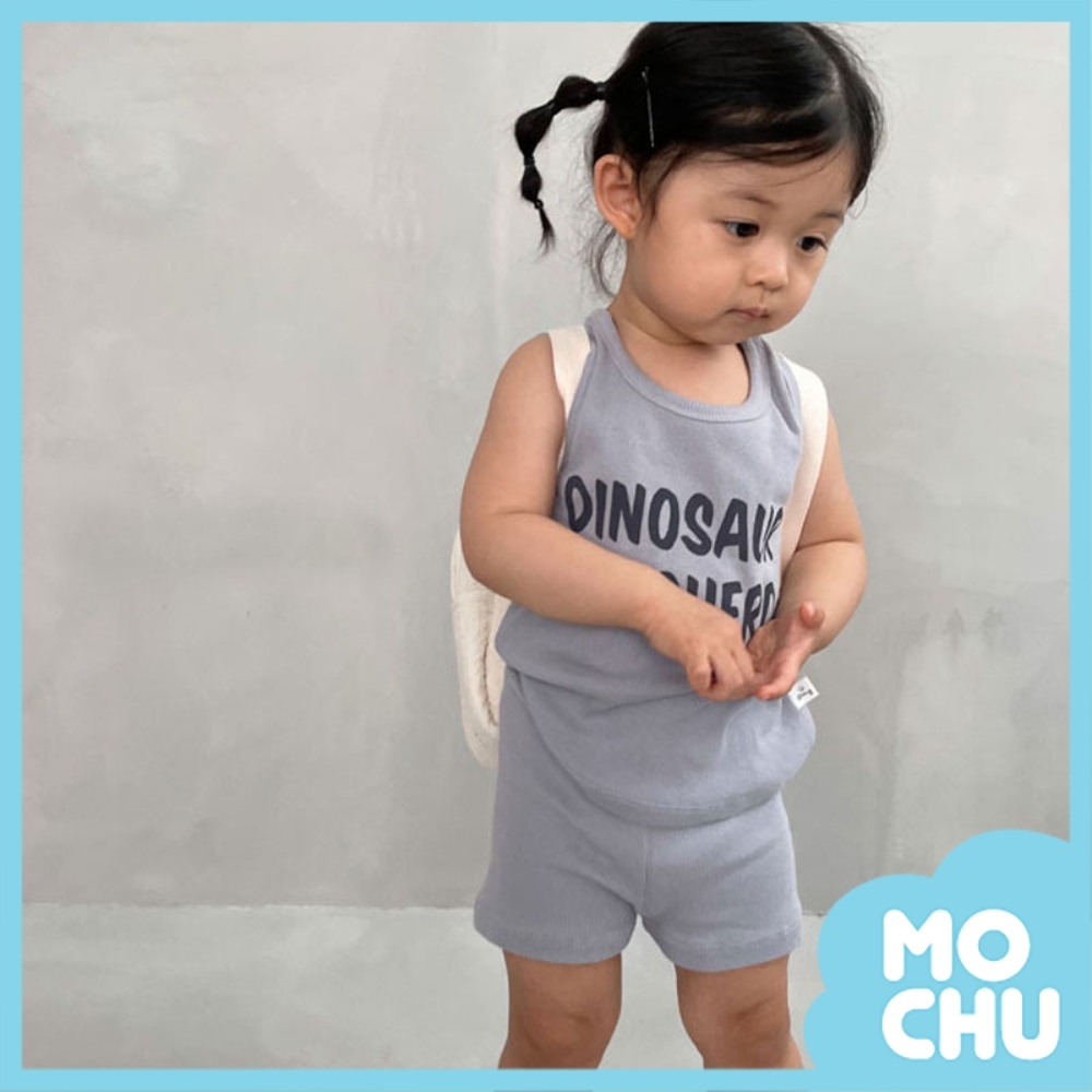 字母波點無袖背心短褲套裝(三色)