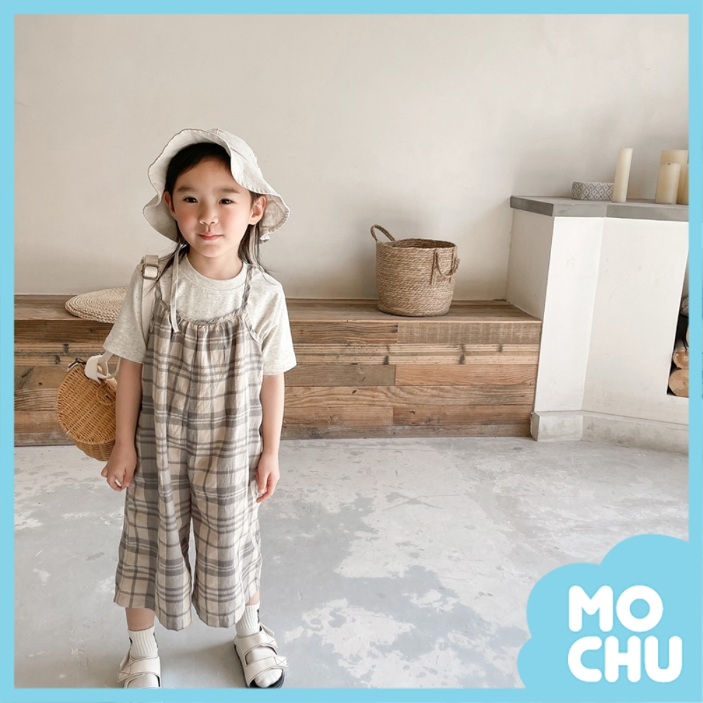 格紋吊帶連身七分褲(兩色)