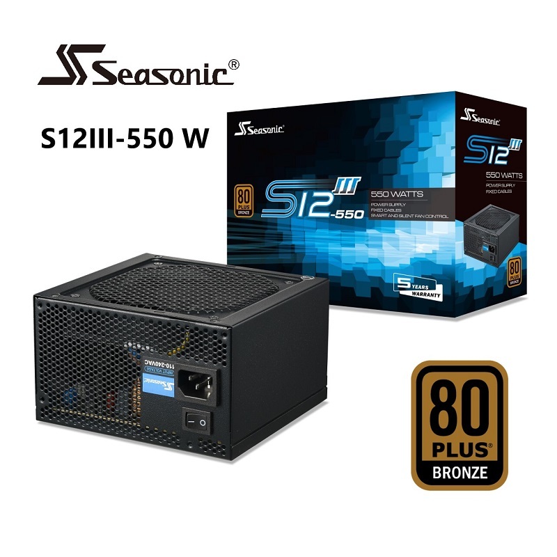 米特3C數位–SeaSonic 海韻 S12 III 500W/550W 銅牌電源供應器/SSR-500GB3/SSR-550GB3
