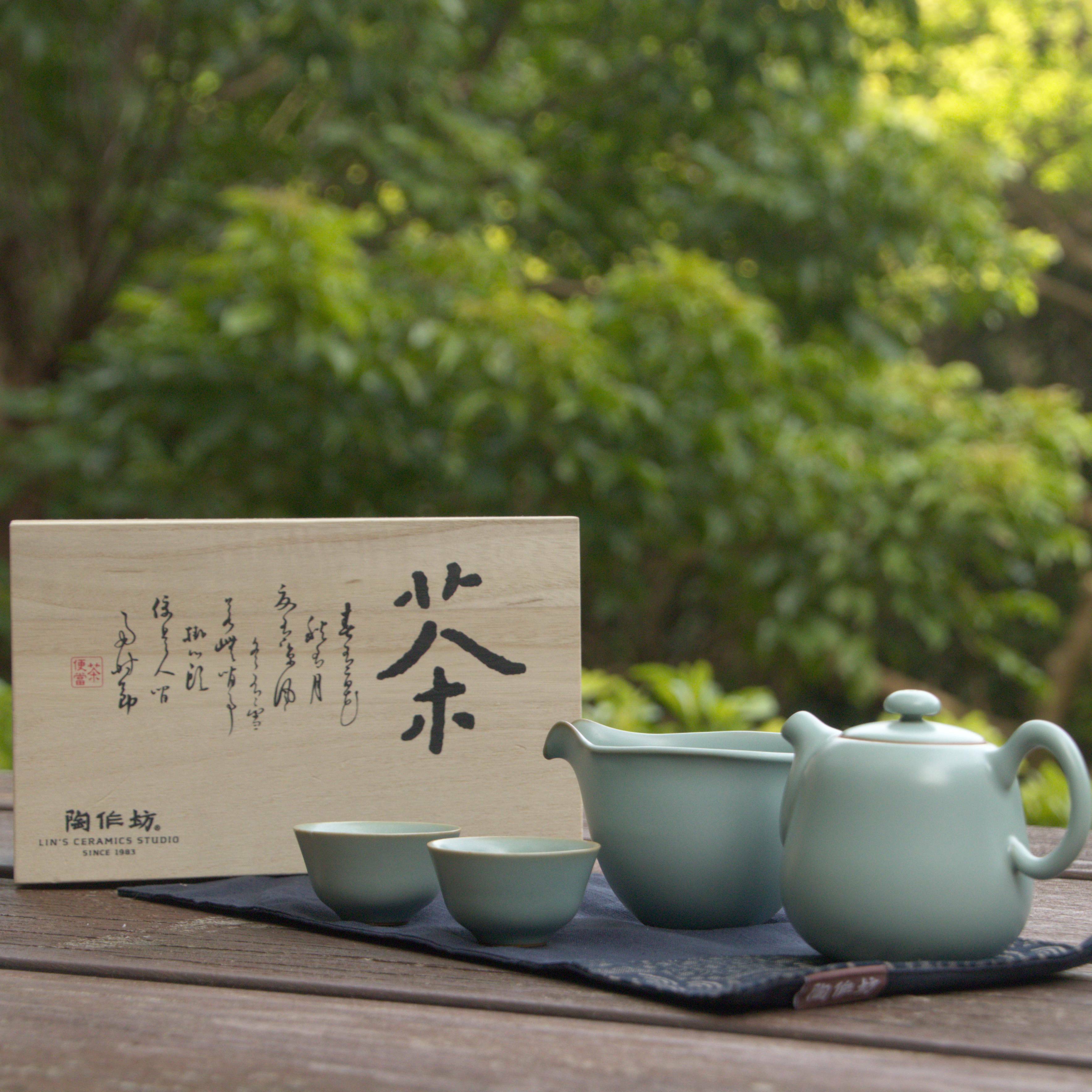 陶作坊│茶旅行_木茶便當__粉青滿足壺海杯組