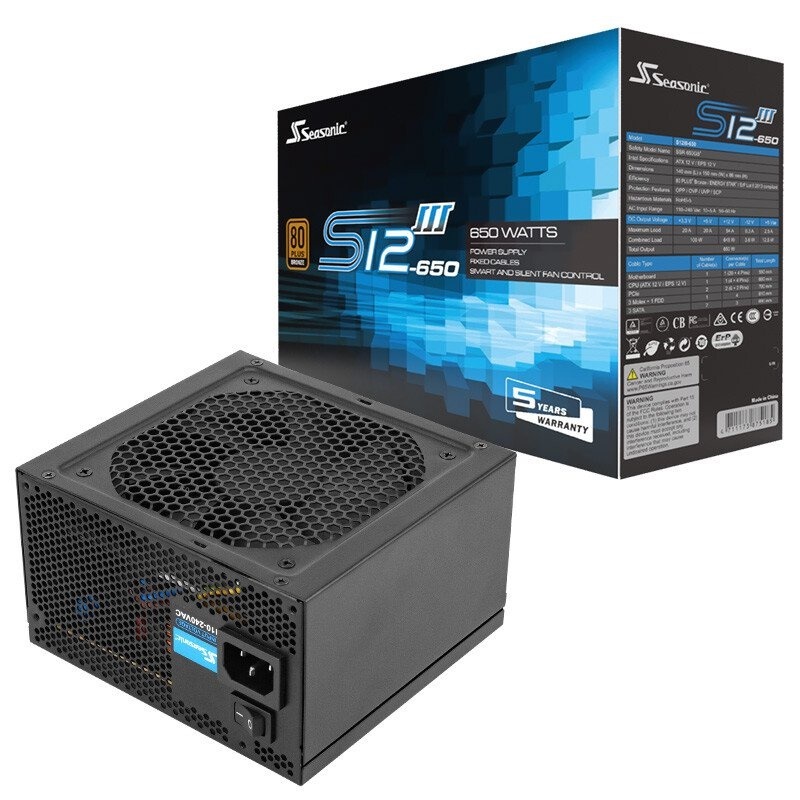 米特3C數位–SeaSonic 海韻 S12 III-650W 銅牌電源供應器/SSR-650GB3