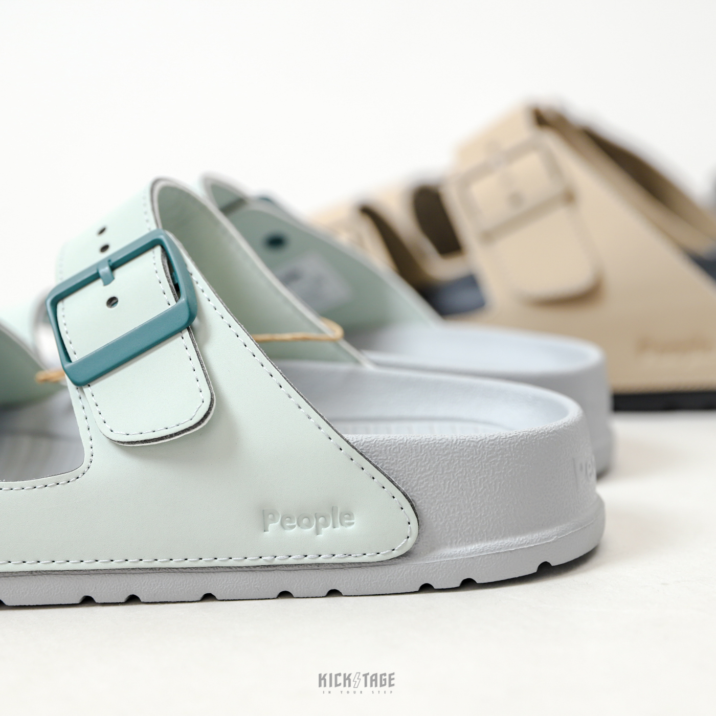 [售出無退換]PEOPLE THE LENNON 灰綠 卡其黑 全黑 皮革鞋帶 可調 拖鞋【NC04-033】