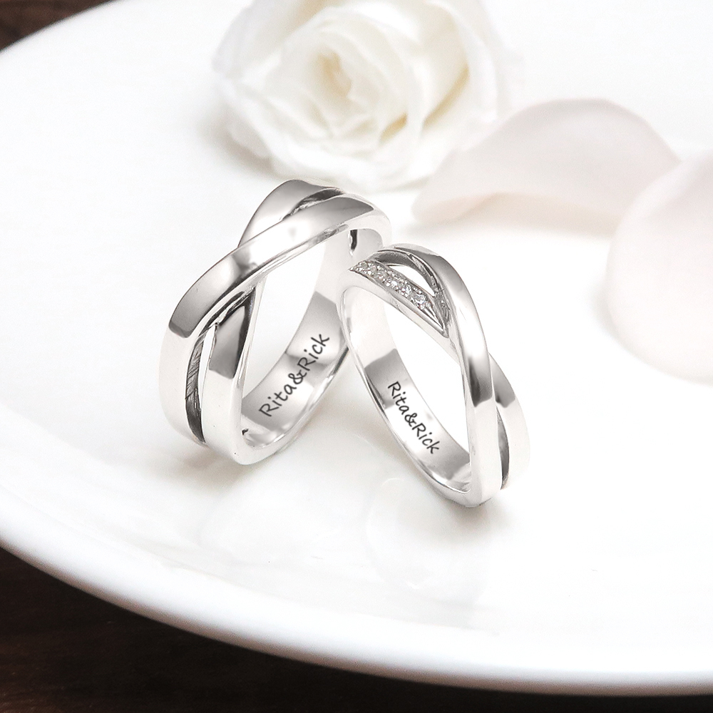 星河交錯 對戒組 情侶款 刻字訂製 925純銀戒指 情侶對戒 指紋戒指