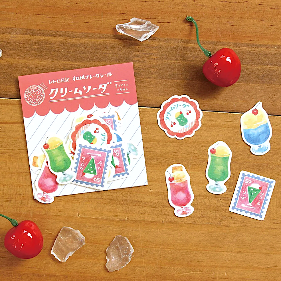 Furukawashiko Washi Sticker Pack－Cream Soda (Japanese Stationery Brand)