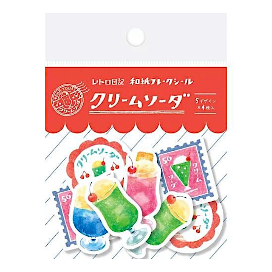 Furukawashiko Washi Sticker Pack－Cream Soda (Japanese Stationery Brand)