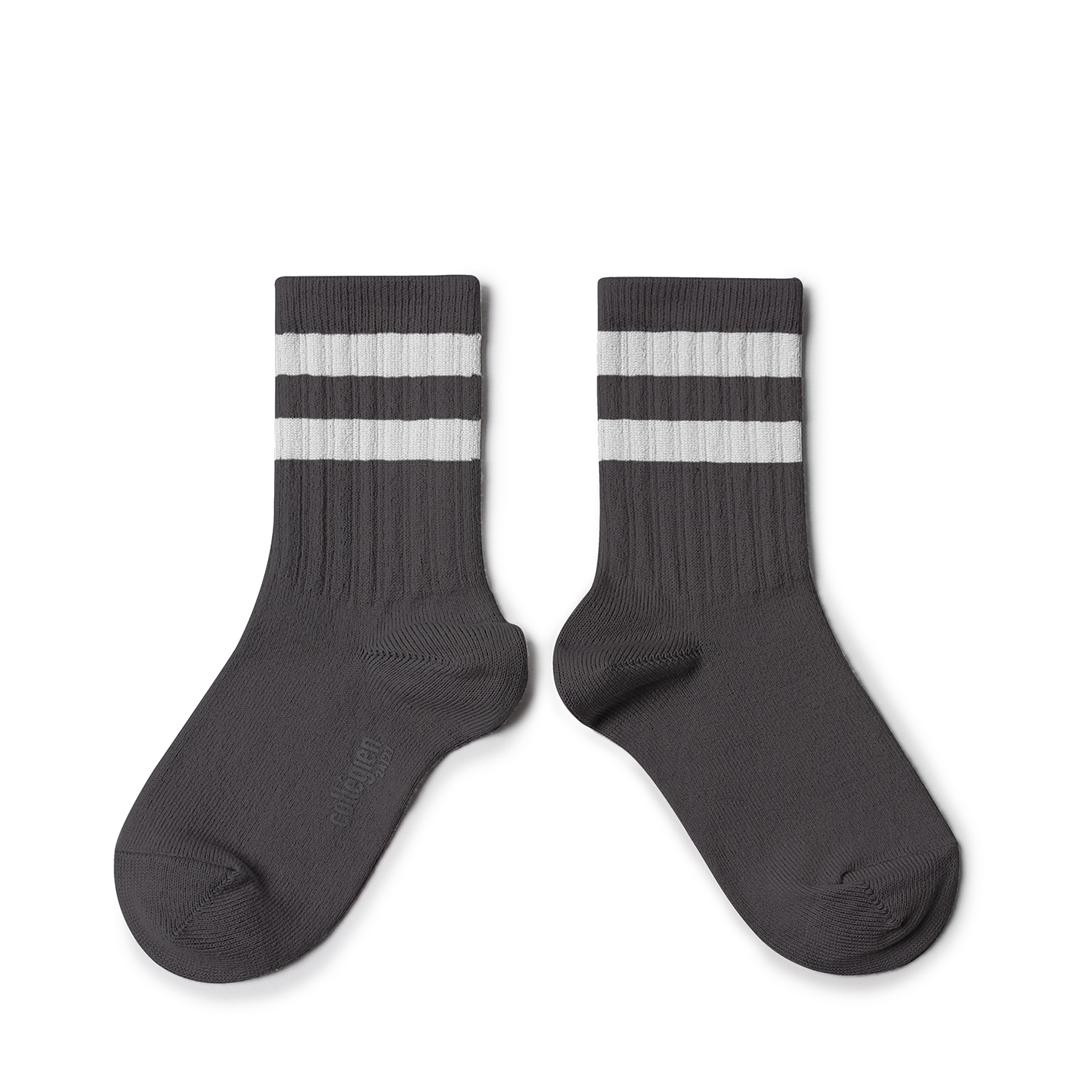 COLLÉGIEN - Nico Ribbed Varsity Crew Socks（Gris Galet）