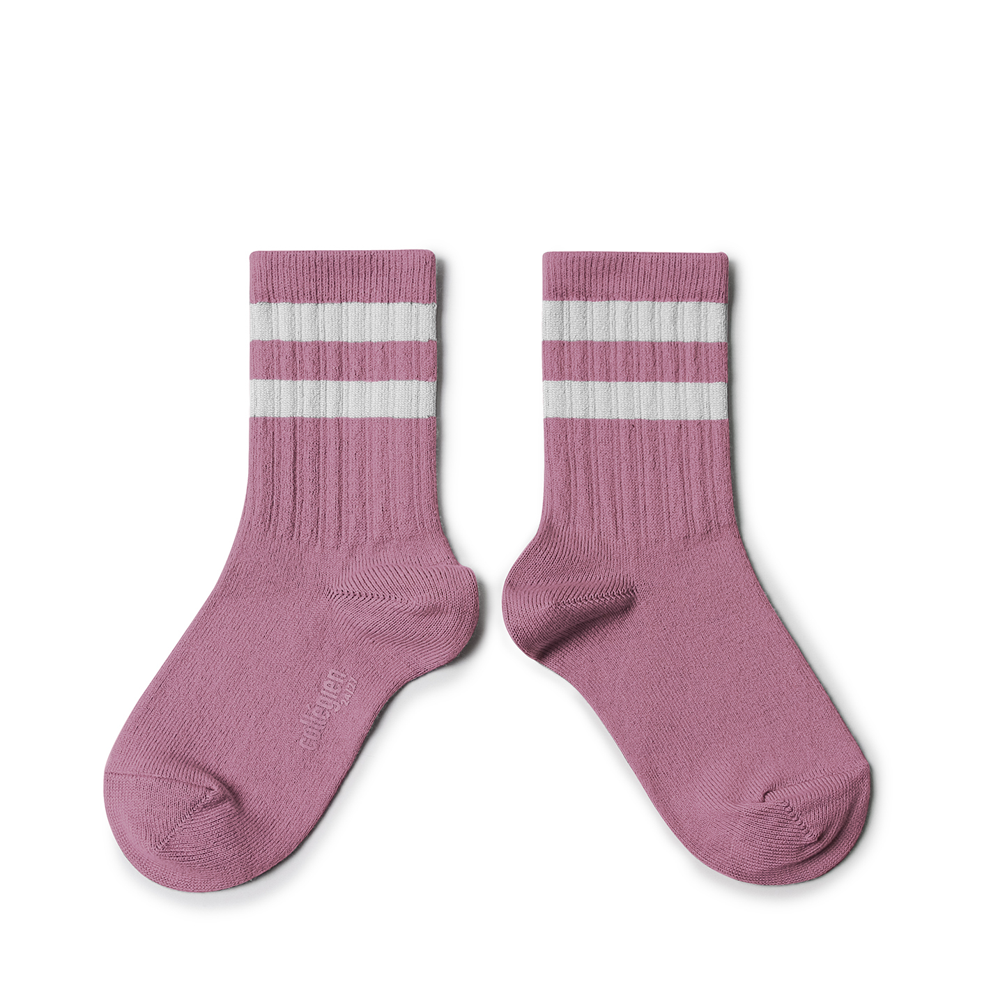 COLLÉGIEN - Nico Ribbed Varsity Crew Socks（Rose Bonbon）