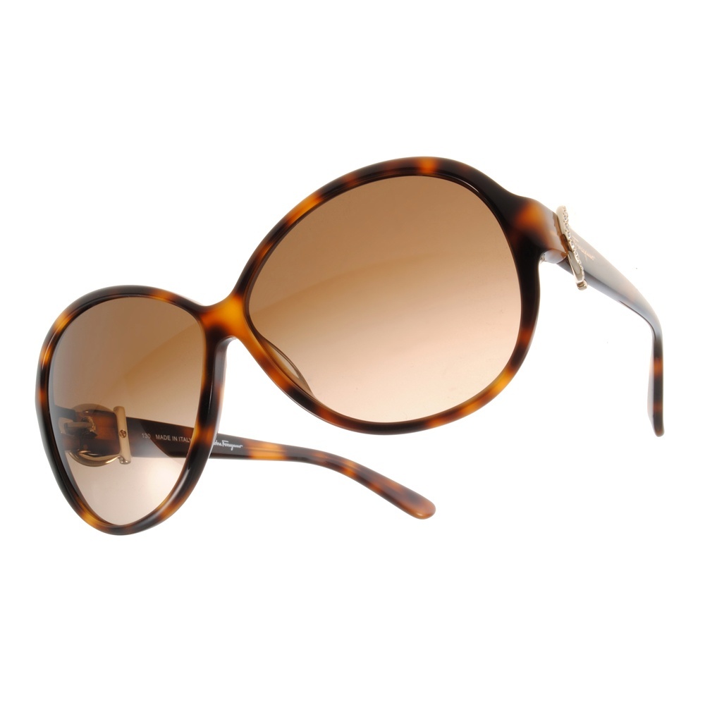 【Salvatore Ferragamo】SF611SR 214 水鑽馬蹄扣邊飾蝶型框太陽眼鏡