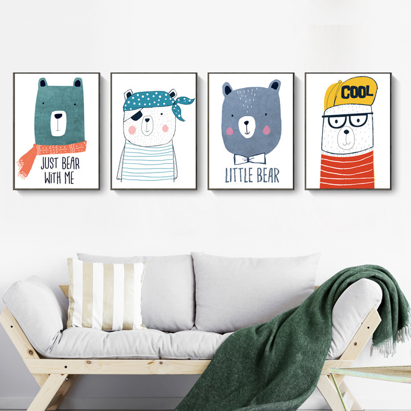可愛小熊無框掛畫