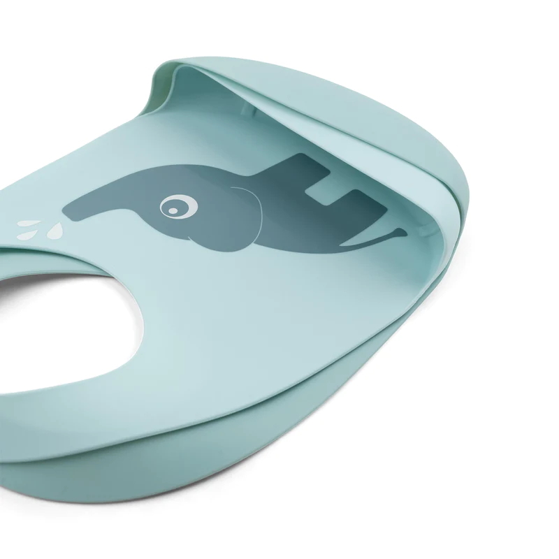 Done by Deer - Elphee 矽膠口水肩兩件套(藍色/雨點)