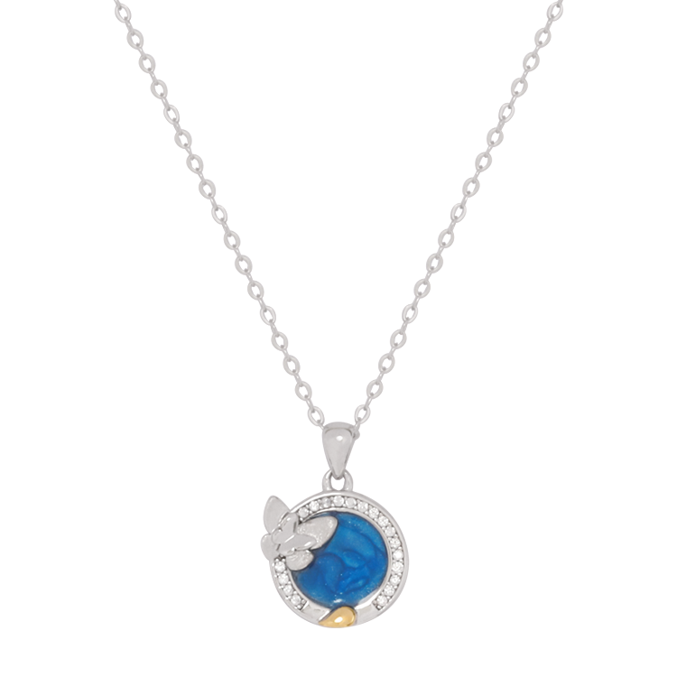 純銀對鍊，情侶項鍊 典雅蝴蝶圓型；讓我們在夢中相遇（2669女款）