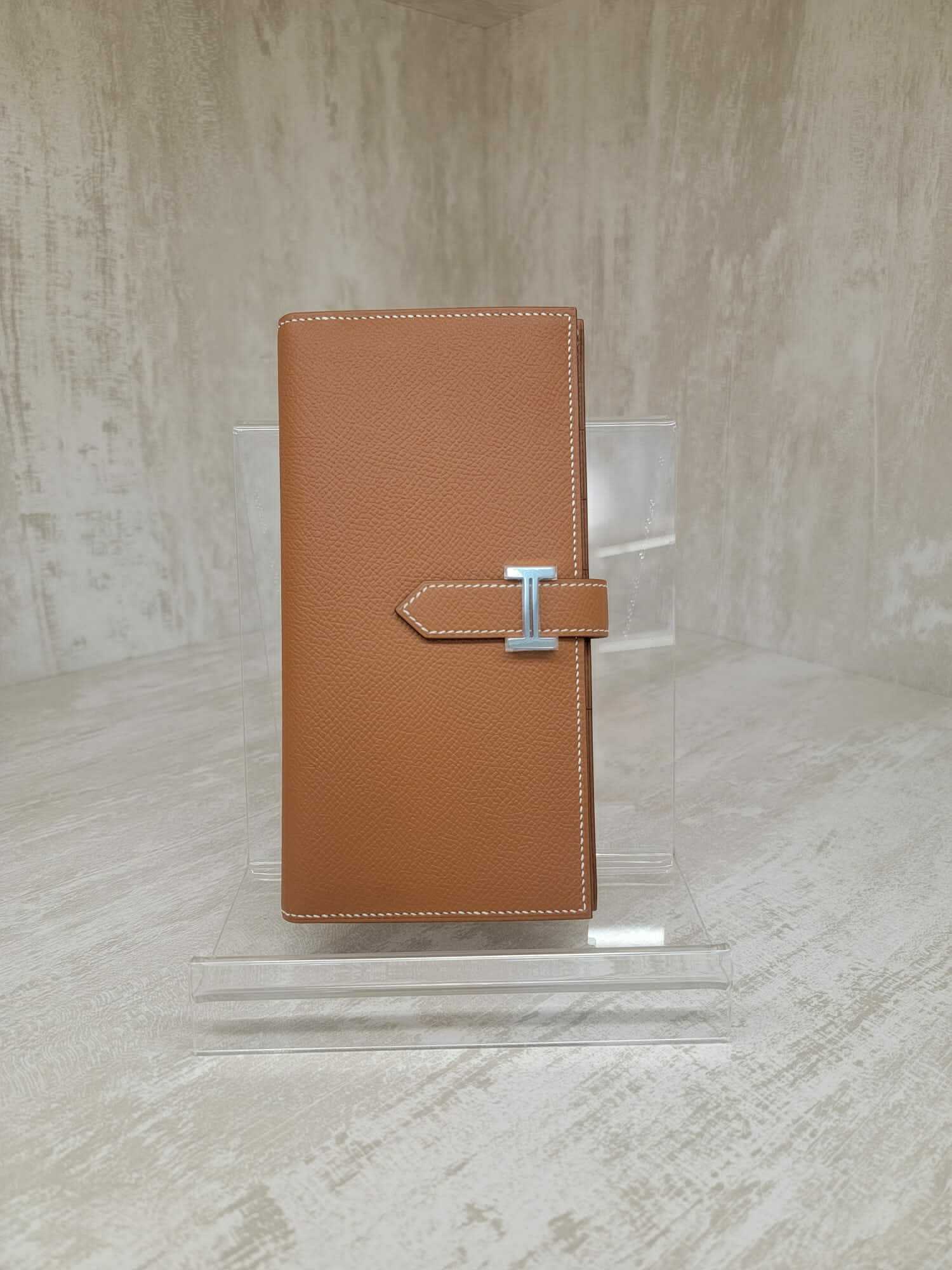 未使用品 UNUSED/99 % NEW HERMES  bearn wallet gold CK EPSOM 金銀