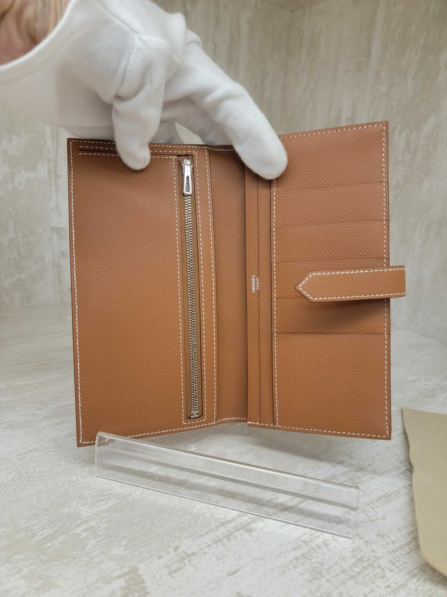 未使用品 UNUSED/99 % NEW HERMES  bearn wallet gold CK EPSOM 金銀