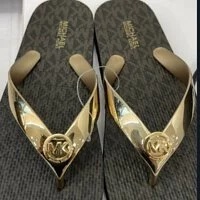 [S] MICHAEL KORS METALLIC PVC/MINI JET SET FLIP FLOPS ,BROWN/GOLD, 49F8MKFA6Q-BROWN/GOLD (SMK117)