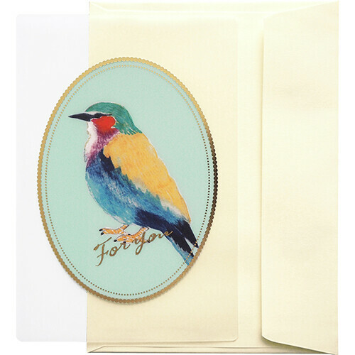 鳥 霧面透明燙金畫框卡片 萬用卡片｜日本EL COMMUN