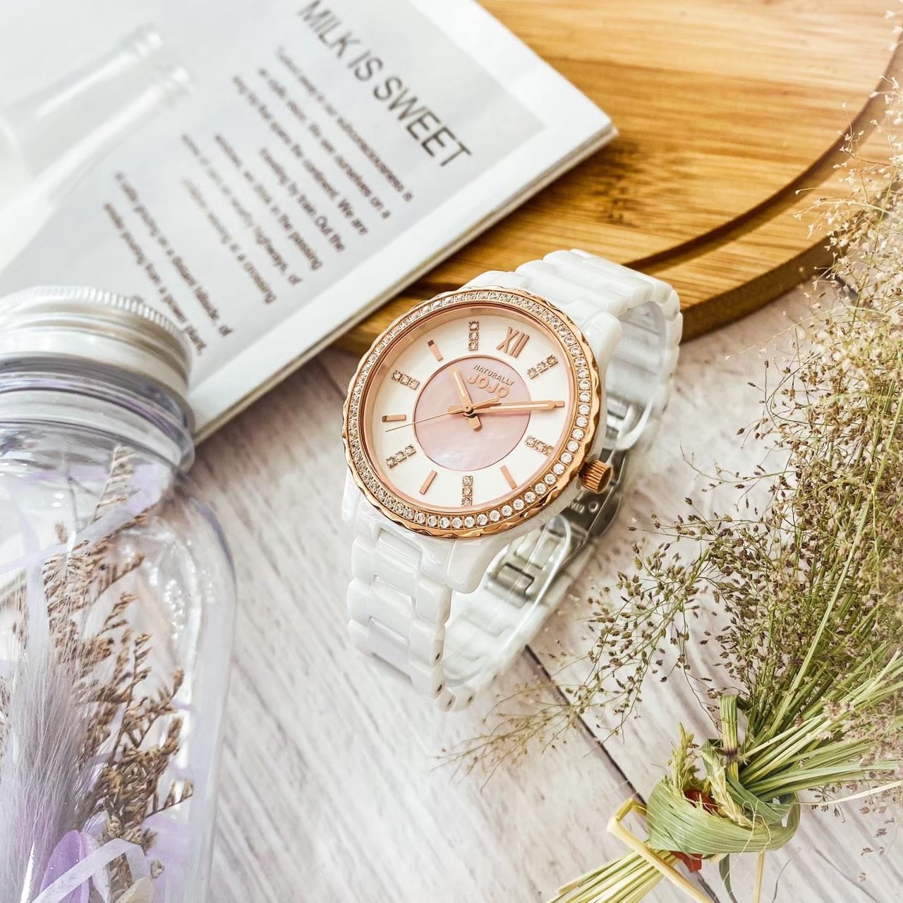 【NATURALLY JOJO】晶緻美好貝殼面陶瓷腕錶 JO96933-80R 36mm  現代鐘錶