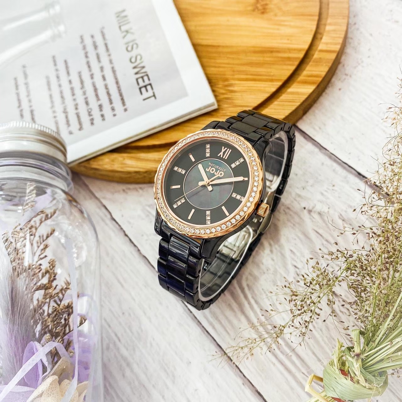 【NATURALLY JOJO】晶緻美好貝殼面陶瓷腕錶 JO96933-88R 36mm  現代鐘錶