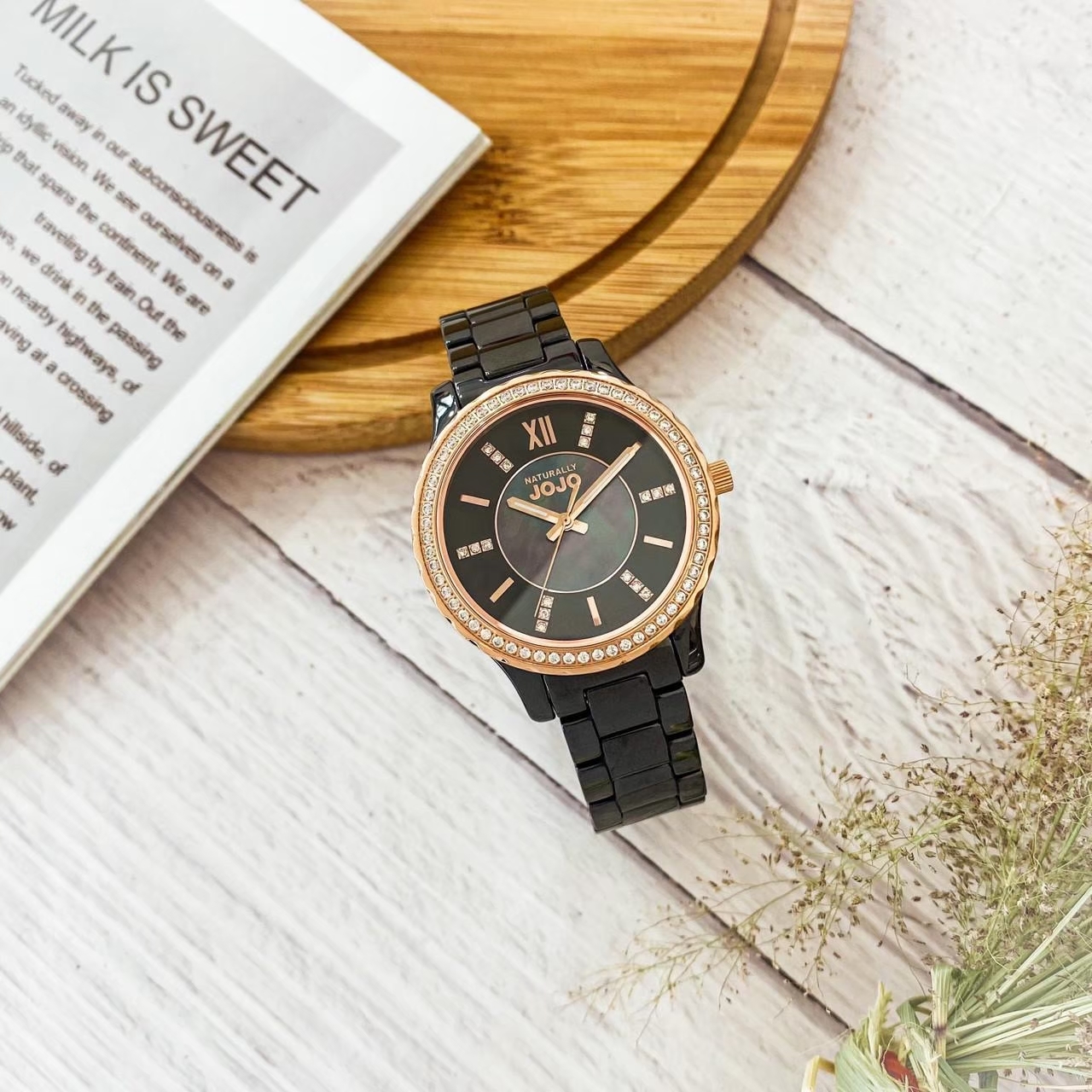 【NATURALLY JOJO】晶緻美好貝殼面陶瓷腕錶 JO96933-88R 36mm  現代鐘錶