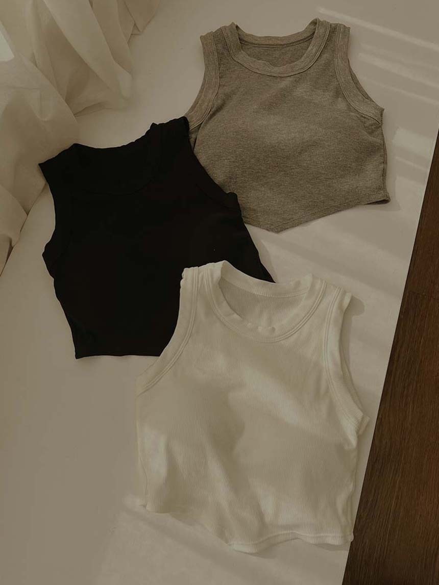 附胸墊包領短版背心*3色