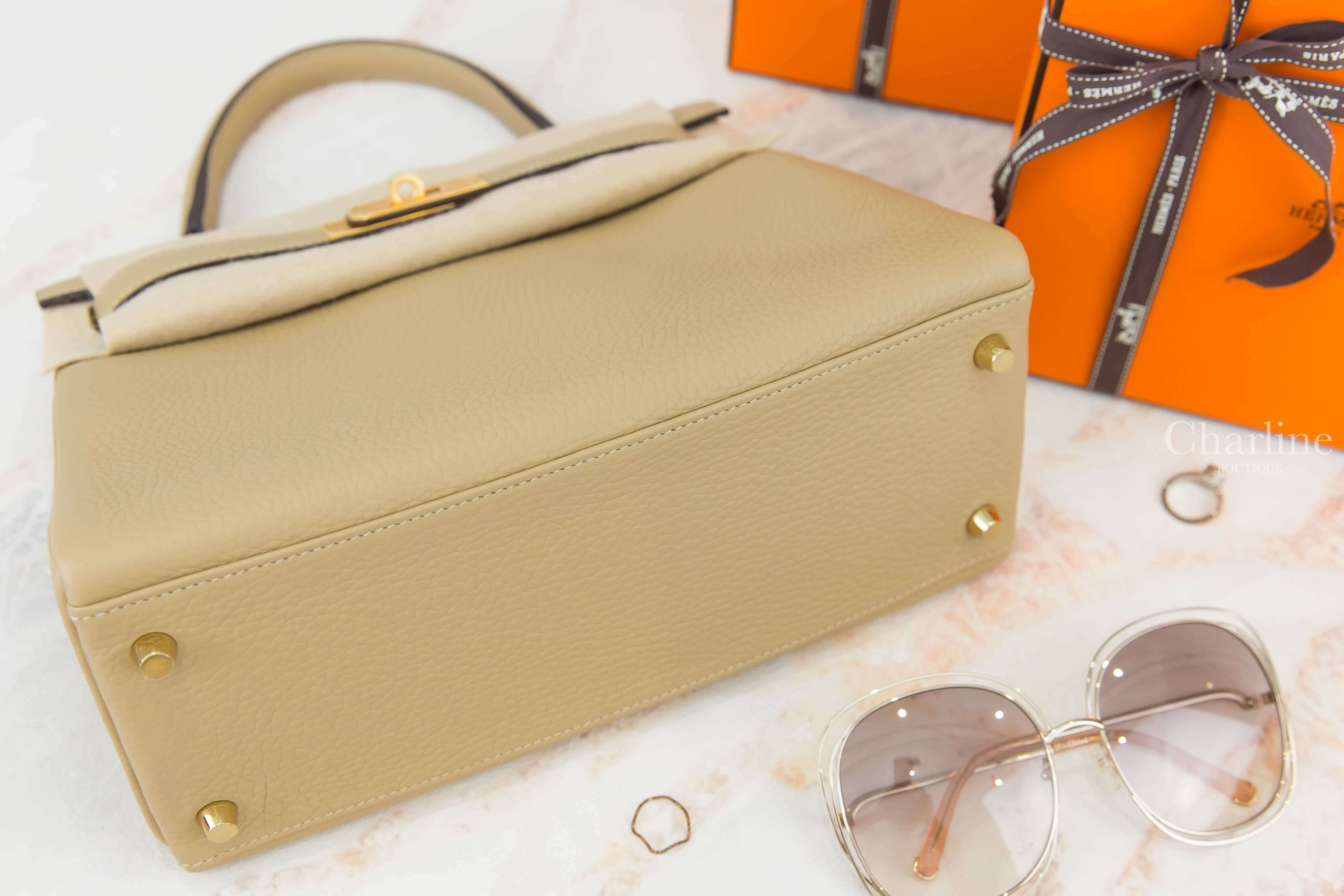 Hermès Kelly II 28cm S2 Trench Taurillon Clemence Z刻風衣灰金釦凱莉包-Charline Boutique 精品代購