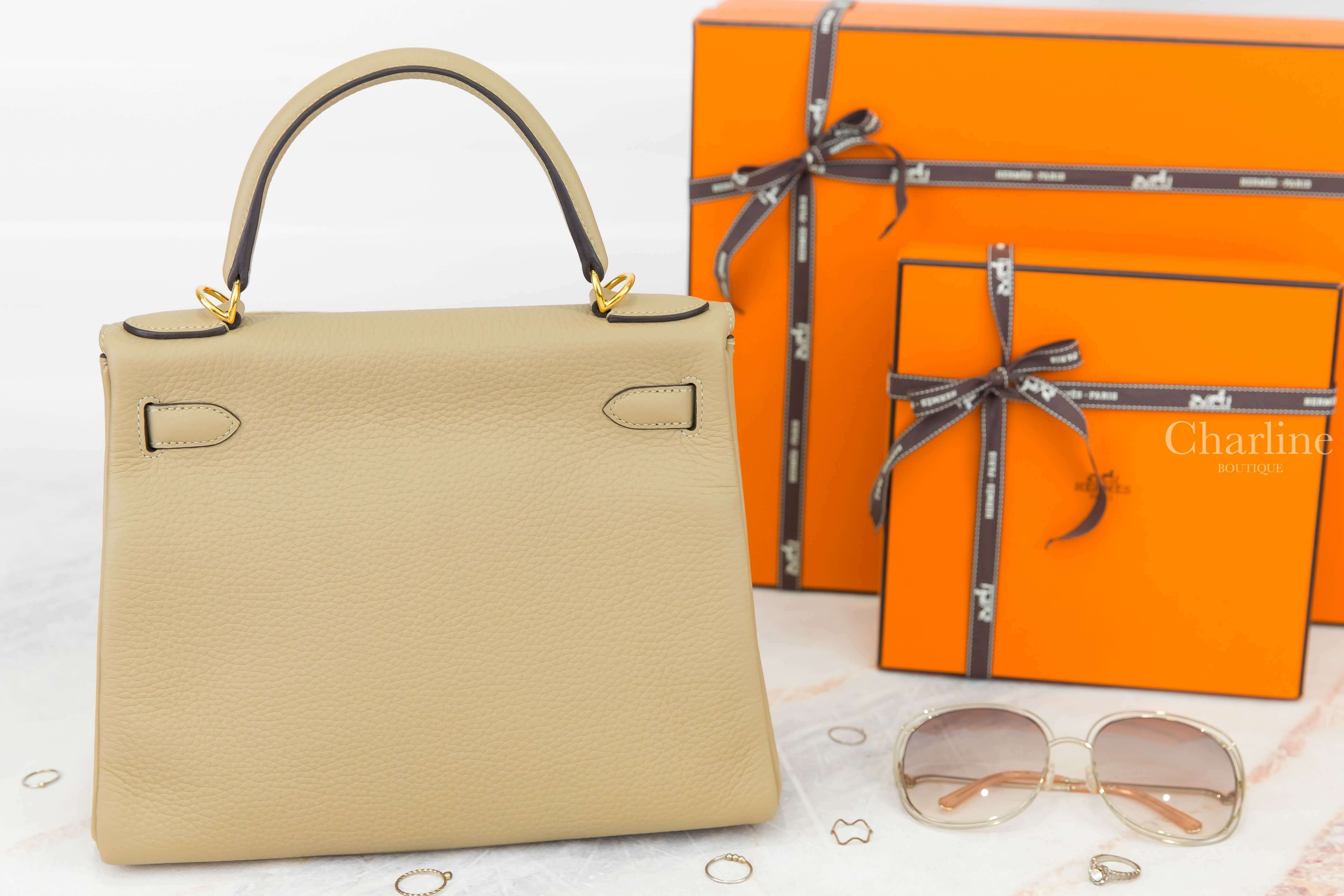 Hermès Kelly II 28cm S2 Trench Taurillon Clemence Z刻風衣灰金釦凱莉包-Charline Boutique 精品代購