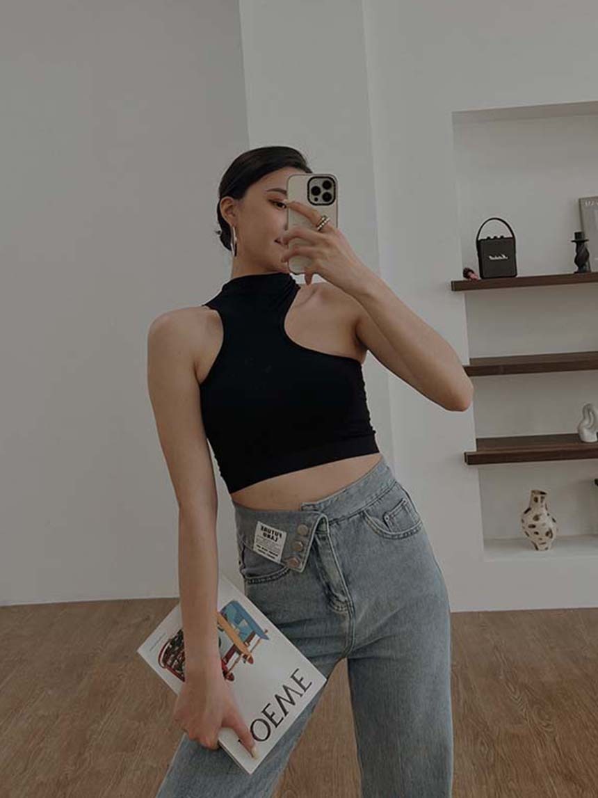 附胸墊個性辣妹挖洞背心*4色