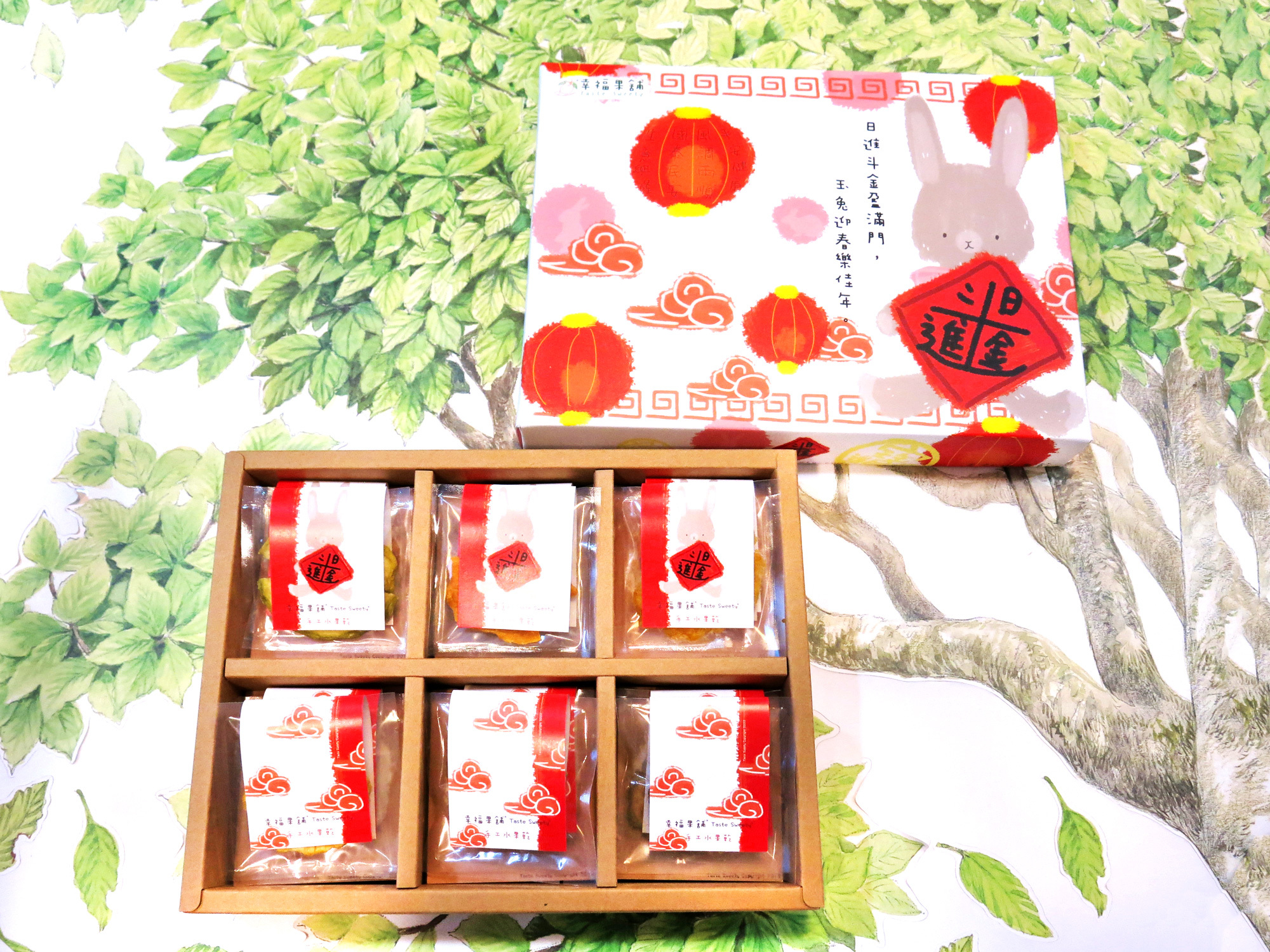 新年福運燈籠兔水果乾禮盒6格(12入/18入/24入)