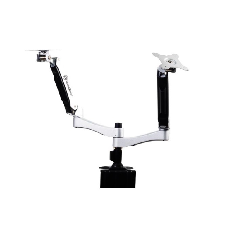 米特3C數位–SilverStone 銀欣 雙臂鋁合金支架 ARM22 黑/ARM22BC/銀/ARM22SC