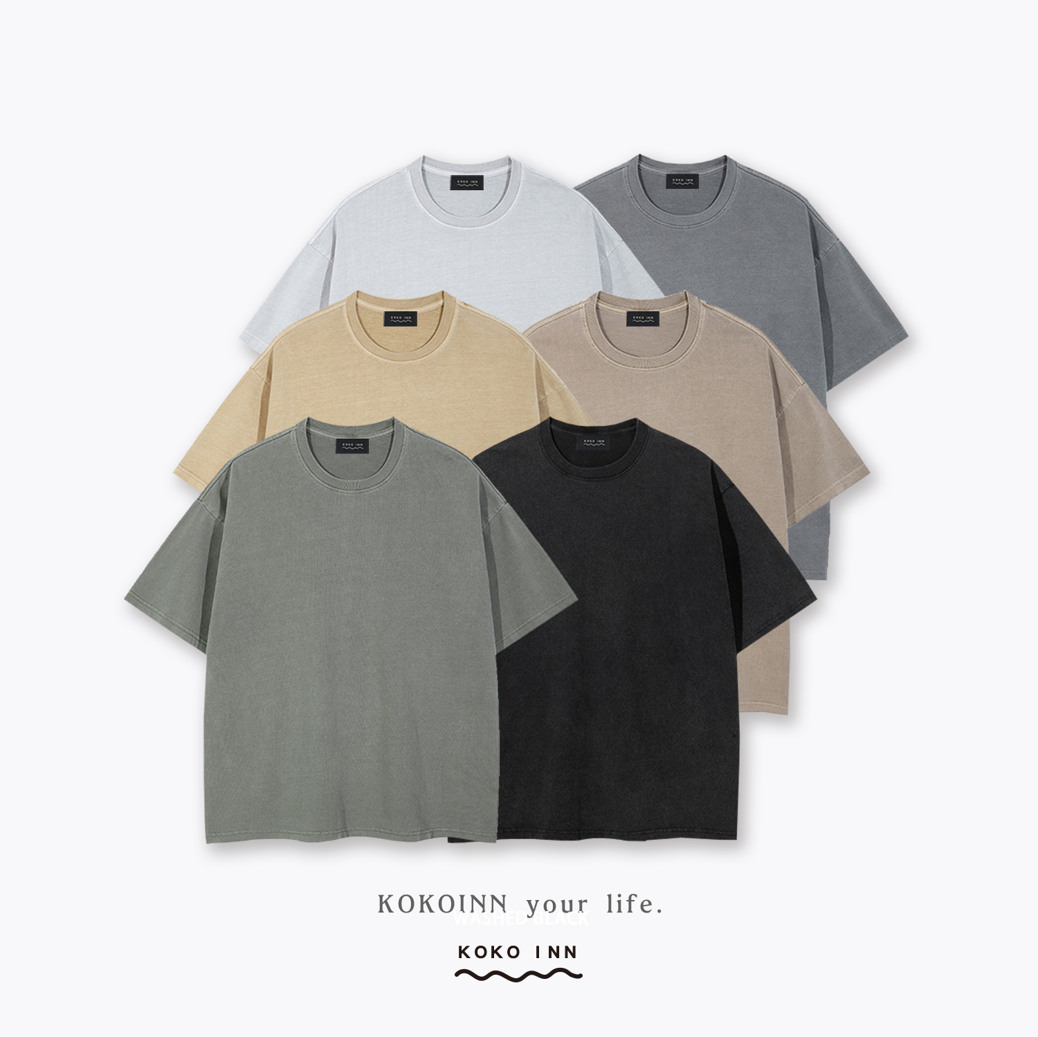 KOKOINN 水洗純色短袖上衣 - 大地色系