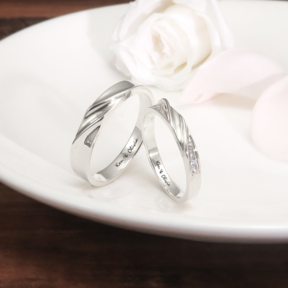 雙流線 對戒組 情侶款 刻字訂製 925純銀戒指 情侶對戒 指紋戒指