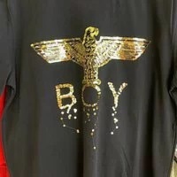 [S] BOYLONDON BLING BIG LOGO T-SHIRT, BLACK/GOLD, B92TS1105U99 (SBB27)