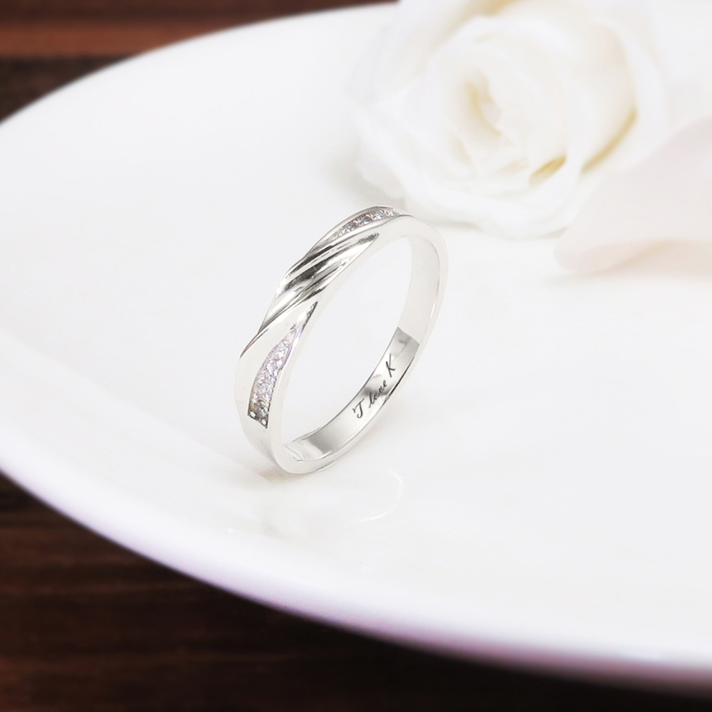 純銀刻字 雙流線 女戒 925純銀戒指 女生戒指 客製化訂製