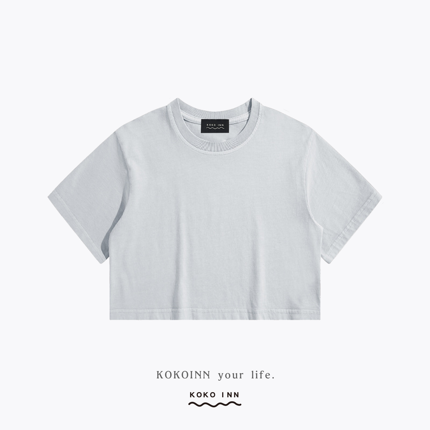 KOKOINN 水洗純色短版上衣 - 大地色系