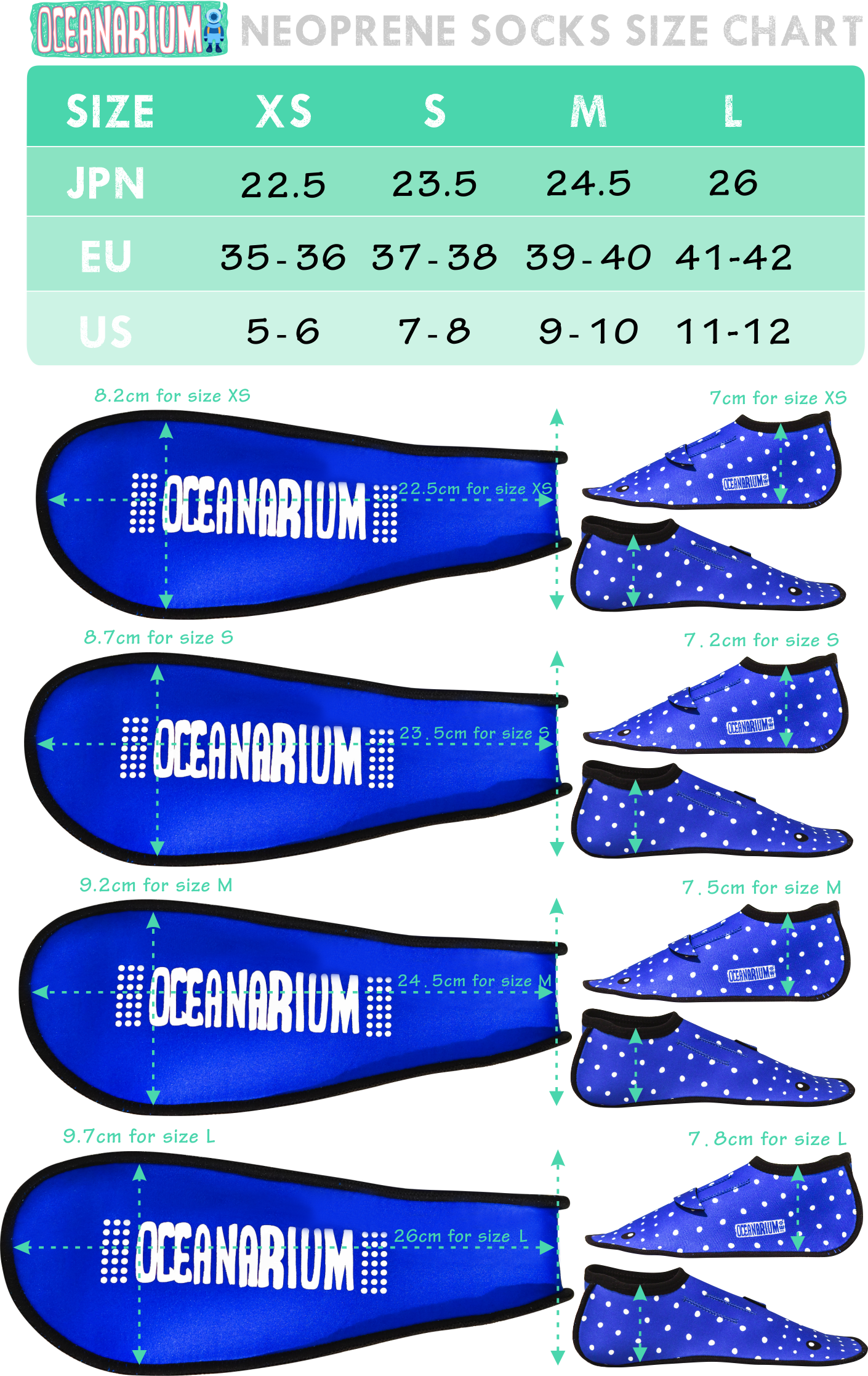 潛水襪尺寸表 | Oceanarium | 潛水及水上用品