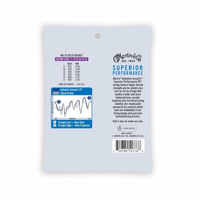 Martin MA175 80/20 Bronze11-52 黃銅 木吉他弦【宛伶樂器】
