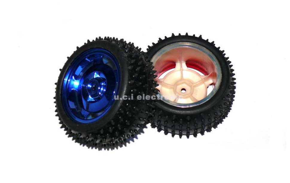 【UCI電子】(K-4) 輪胎直徑85MM 一個  五紋帶釘輪胎寬邊智能小車車輪機器人配件優質橡膠智能車