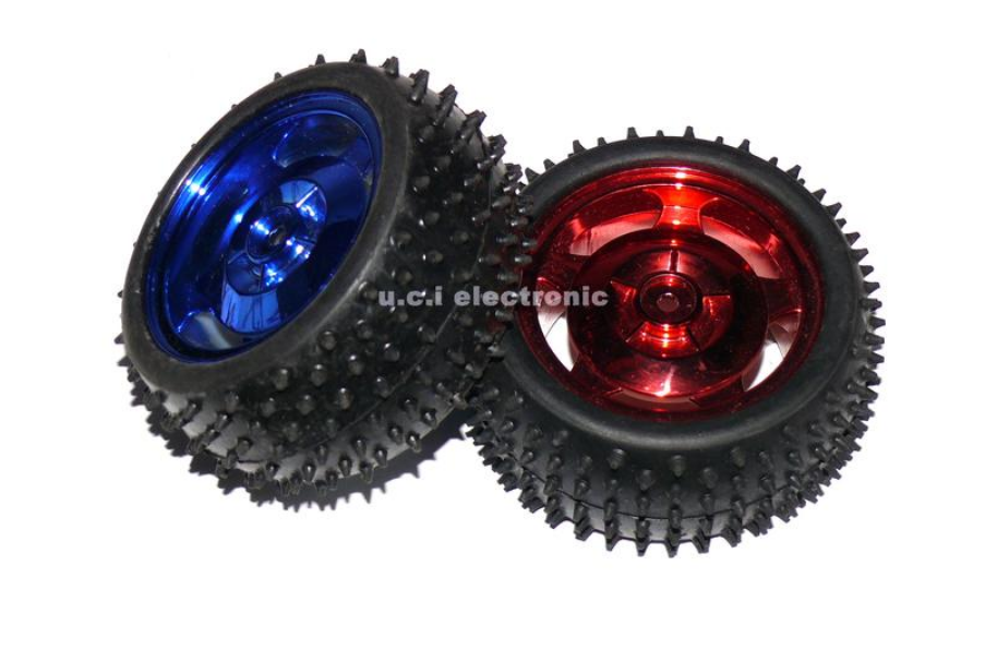 【UCI電子】(K-4) 輪胎直徑85MM 一個  五紋帶釘輪胎寬邊智能小車車輪機器人配件優質橡膠智能車