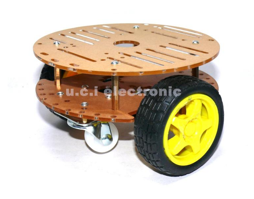 【UCI電子】(二Z-4) 圓形 DIY智能小車底盤循跡避障遙控車套件散件雙層兩驅三輪萬向輪迷你圓形