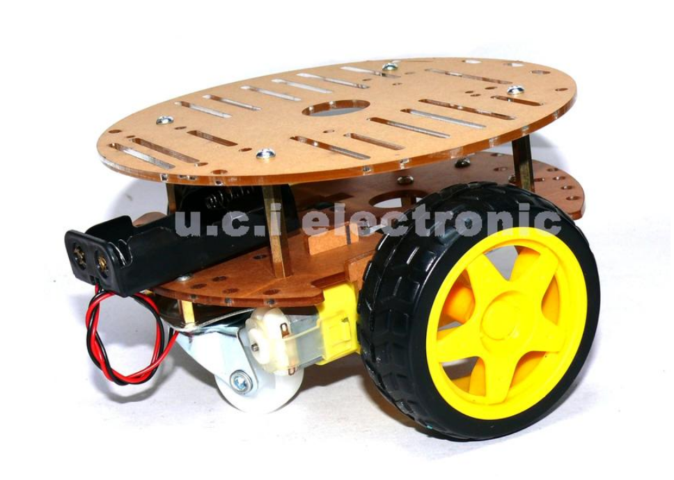 【UCI電子】(二Z-4) 圓形 DIY智能小車底盤循跡避障遙控車套件散件雙層兩驅三輪萬向輪迷你圓形