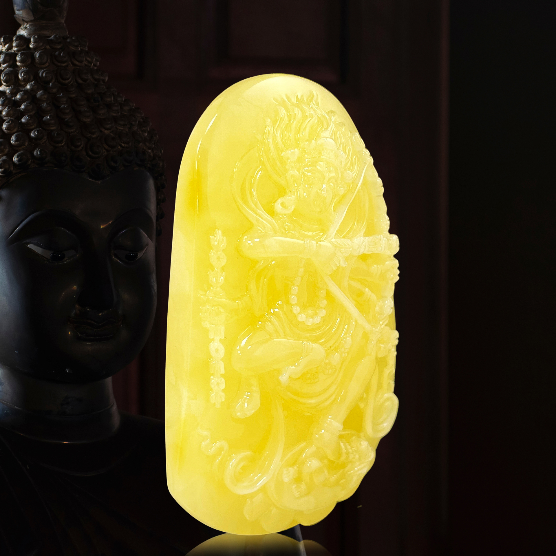 (已結緣)收藏級天然波羅的海藏傳精雕咕嚕咕咧佛母掛牌