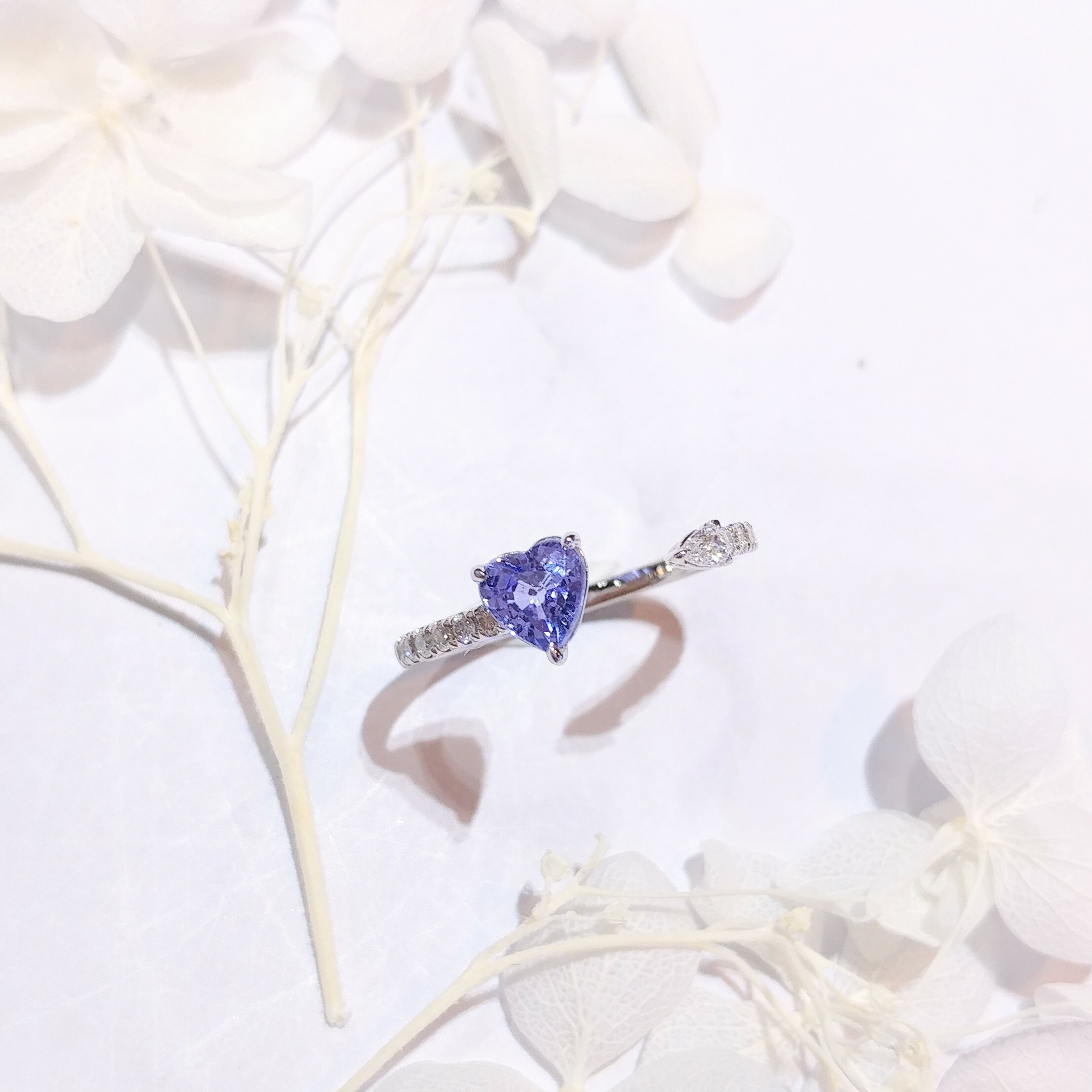 18K White Gold 0.63ct Sapphire and Diamond Ring