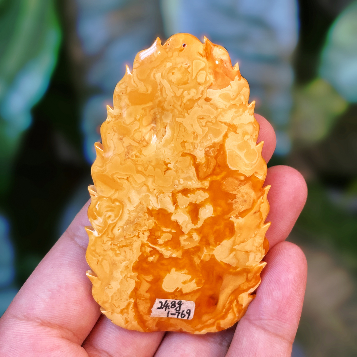 (結緣欣賞)傳家級天然波羅的海氧化白蜜蠟老件淨瓶觀音掛牌