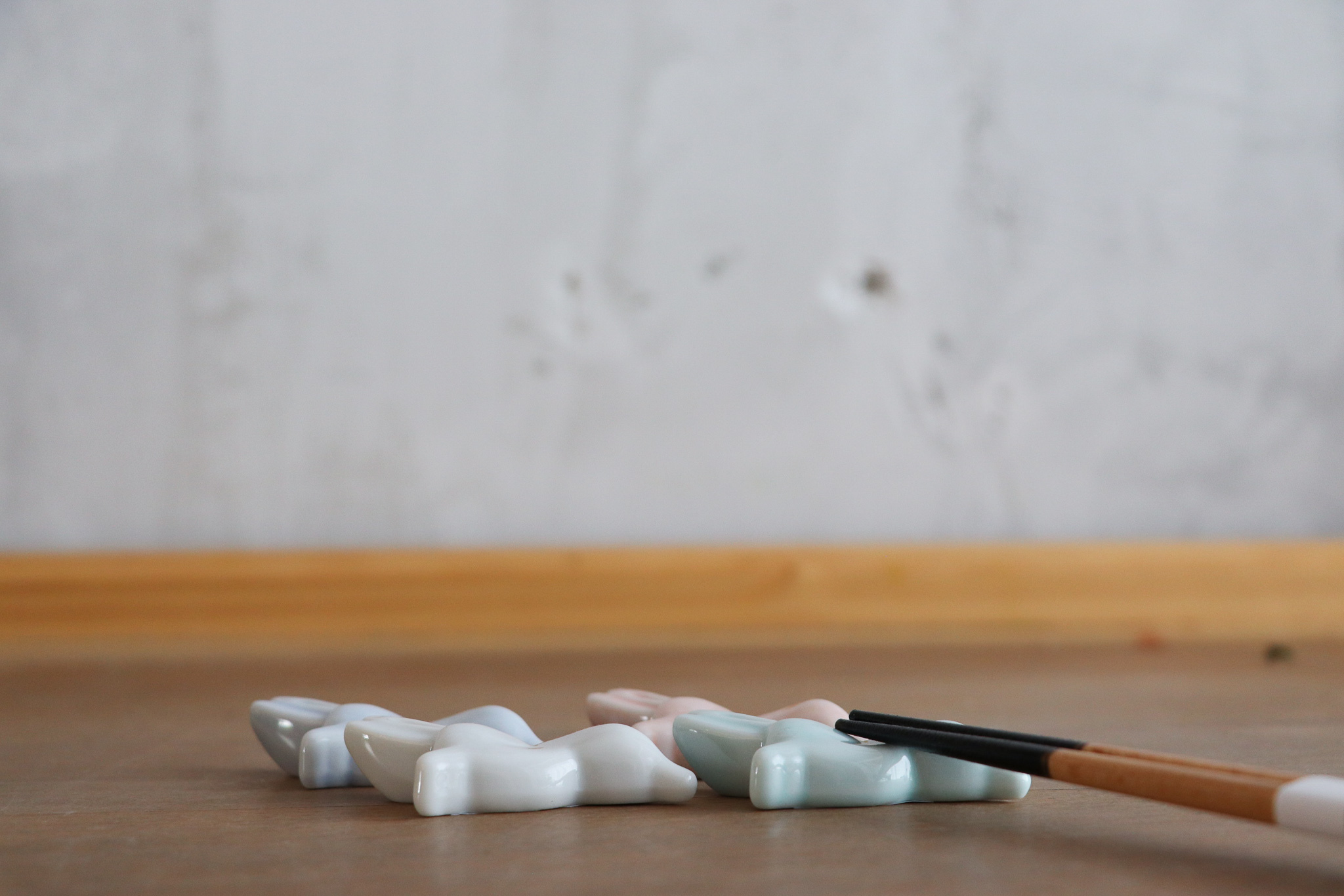 日本 美濃燒 月見兔子筷架