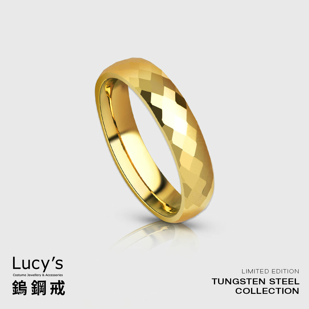 鎢鋼戒｜5MM密菱格切割 (金) 戒指 (102136-102140)