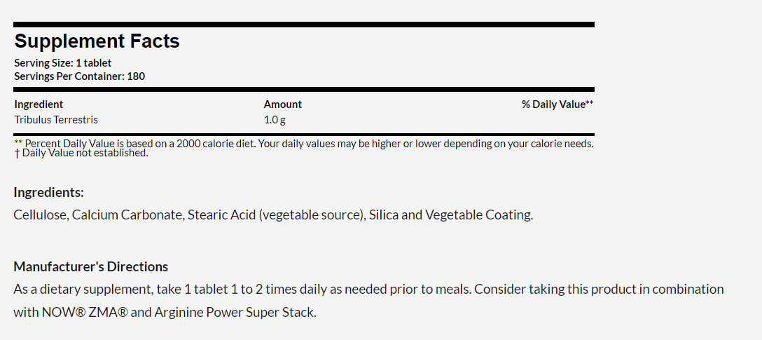 [預購] Now Tribulus (1000mg) 180 tabs