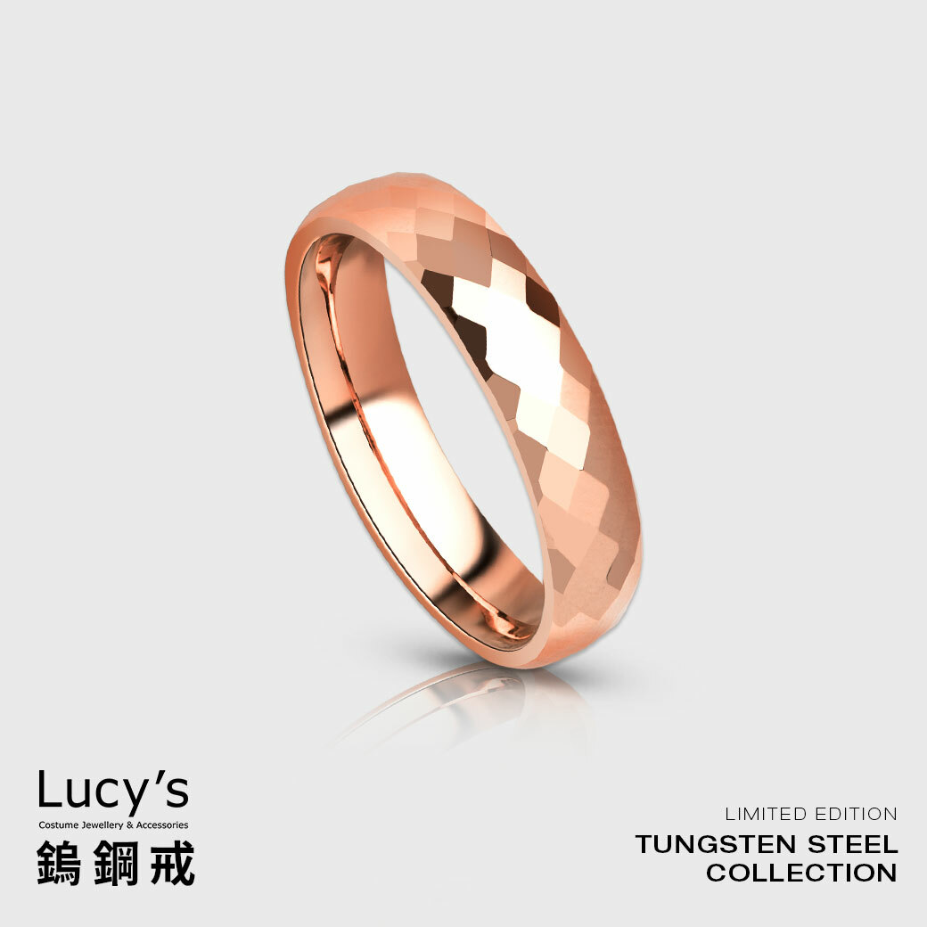 鎢鋼戒｜5MM密菱格切割 (玫金) 戒指 (56265-102144)