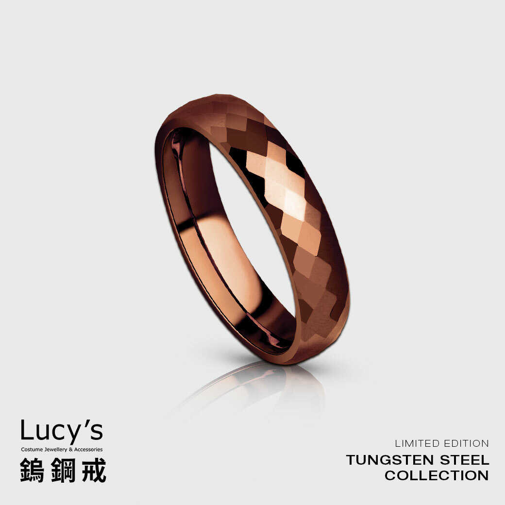 鎢鋼戒｜5MM密菱格切割 (巧克力金) 戒指 (57087-102147)