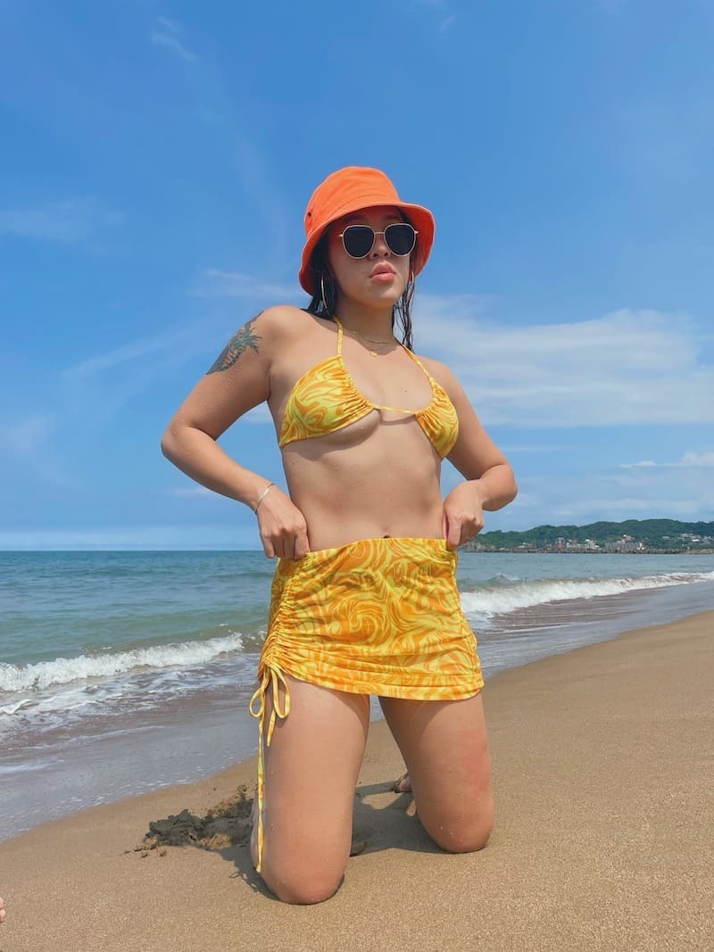 夏日黃波紋BIKINI套裝