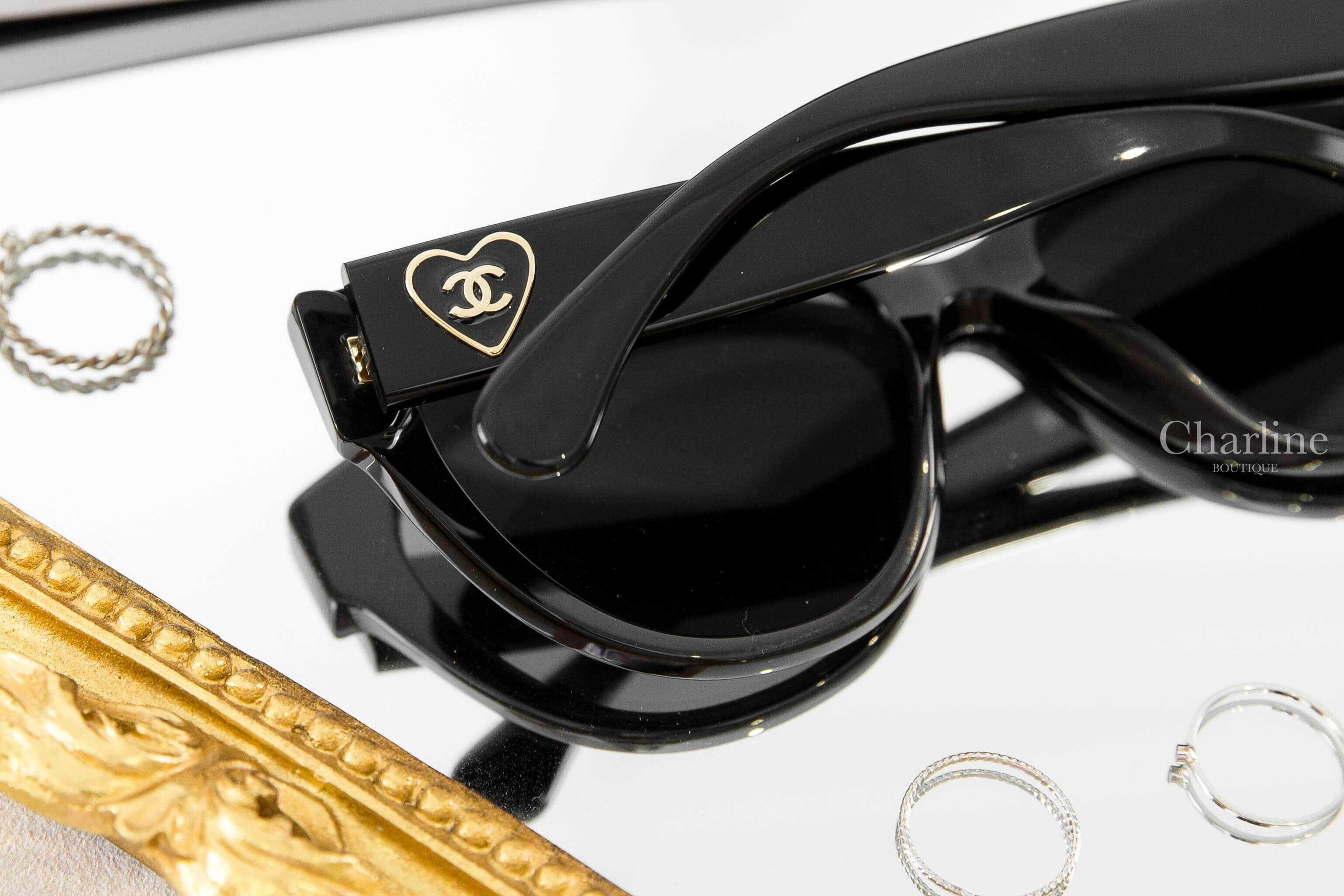 chanel sunglasses with heart logo